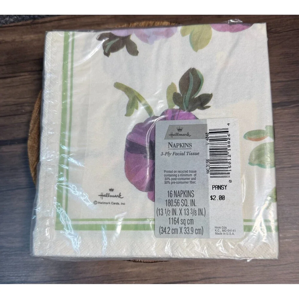 New Vintage Hallmark Cards 16 Pansy Flower Luncheon Napkins